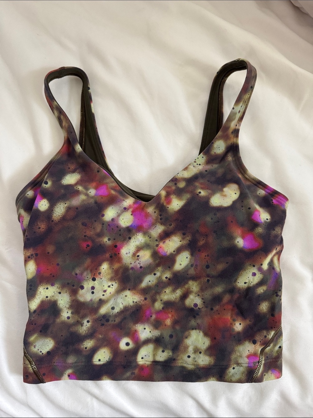 lululemon athletica Abstract Speckle V-Neck Cropped Tank - Brown, Pink, Cream